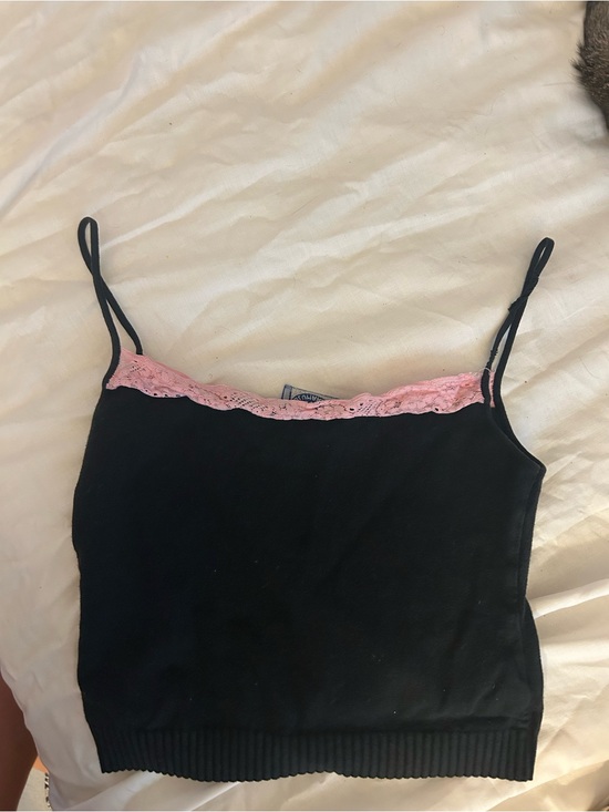 Tops - Blugirl Blumarine Black Camisole Tank Top with Pink Lace Trim - read!!